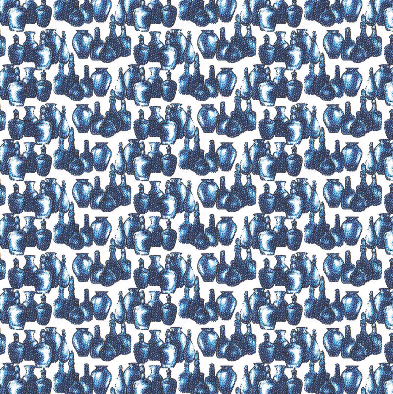 Image of a Blue & White Satin Prints Giza Cotton Shirting Fabric