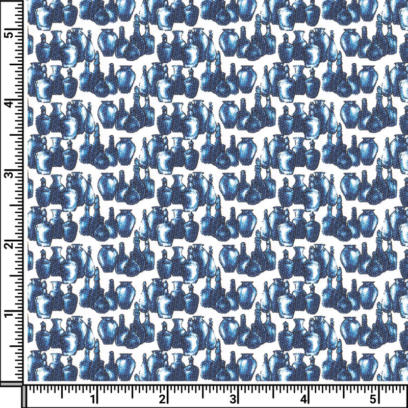 Image of a Blue & White Satin Prints Giza Cotton Shirting Fabric