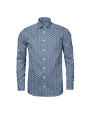Image of a Blue & White Satin Prints Giza Cotton Shirting Fabric