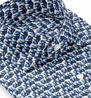 Image of a Blue & White Satin Prints Giza Cotton Shirting Fabric