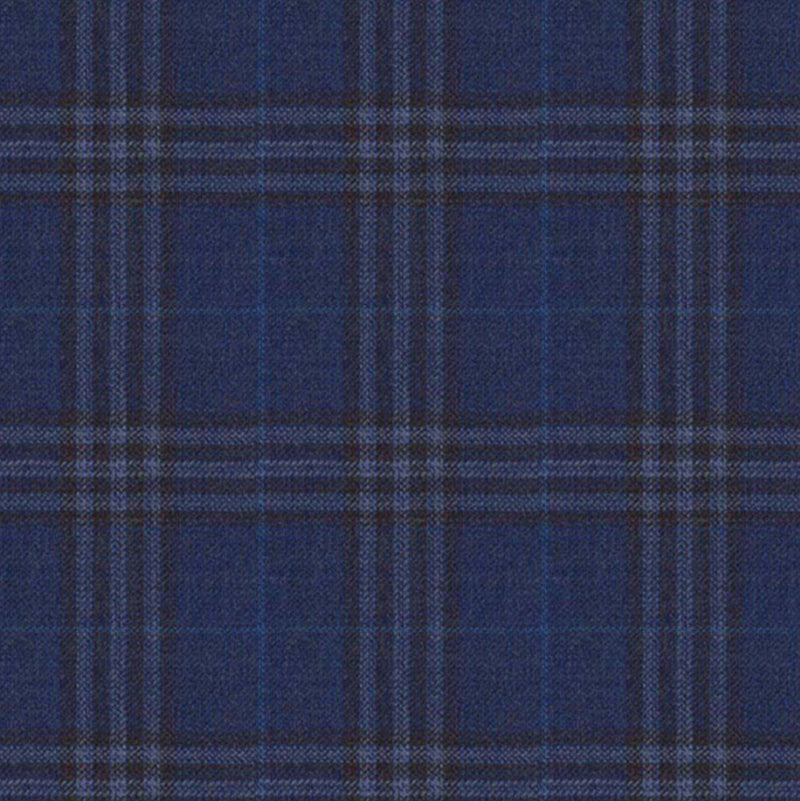 Image of a Blue & White Worsted Checks Merino Wool Pants Fabric