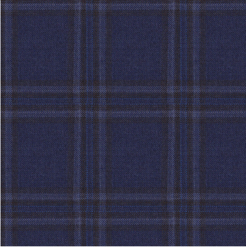 Image of a Blue & White Worsted Checks Merino Wool Suiting Fabric