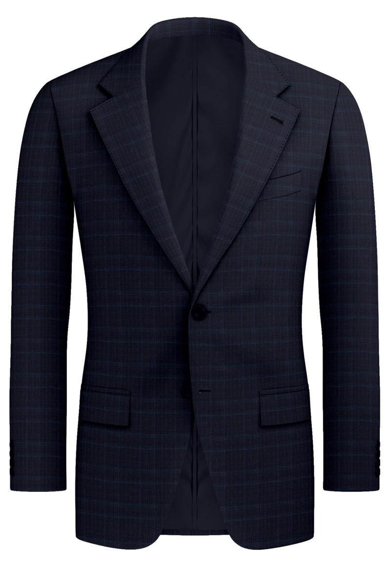 Image of a Blue Worsted Checks Merino Wool Blazers Fabric