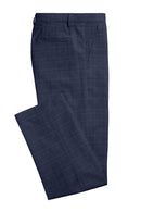Image of a Blue Worsted Checks Merino Wool Pants Fabric