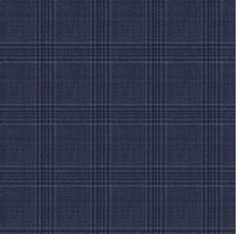 Image of a Blue Worsted Checks Merino Wool Suiting Fabric