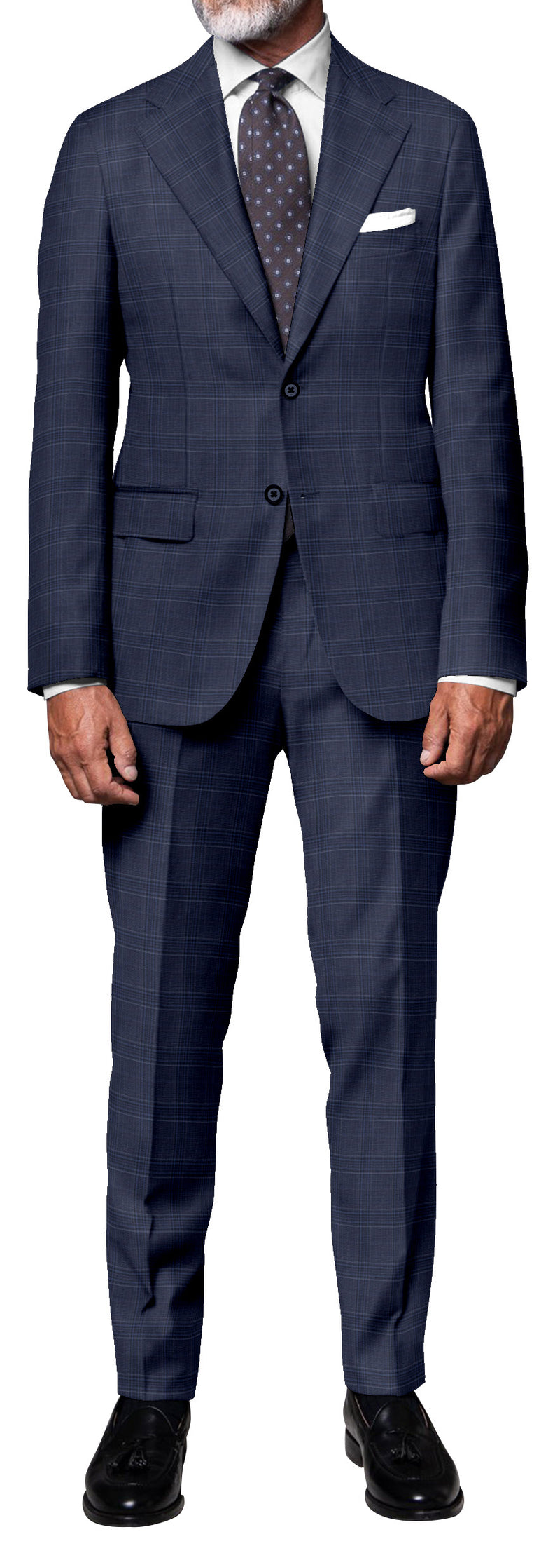 Image of a Blue Worsted Checks Merino Wool Suiting Fabric