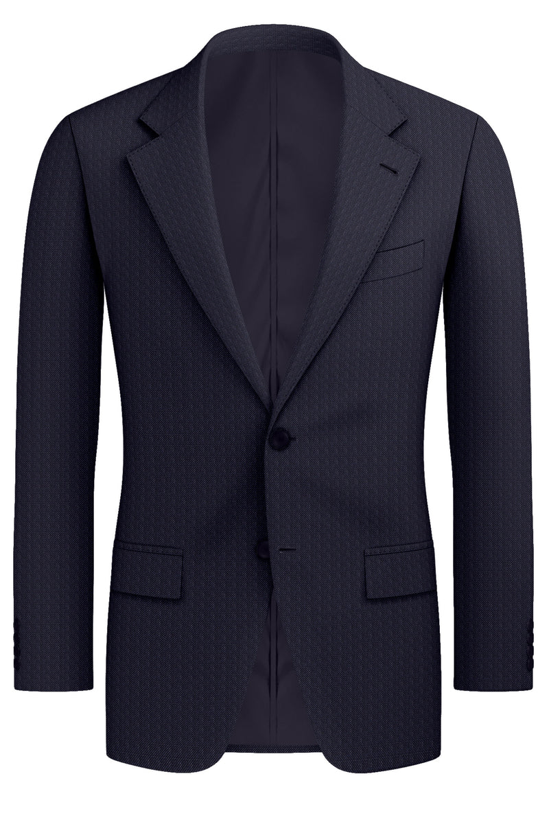 Image of a Blue Worsted Micropattern Merino Wool Blazers Fabric