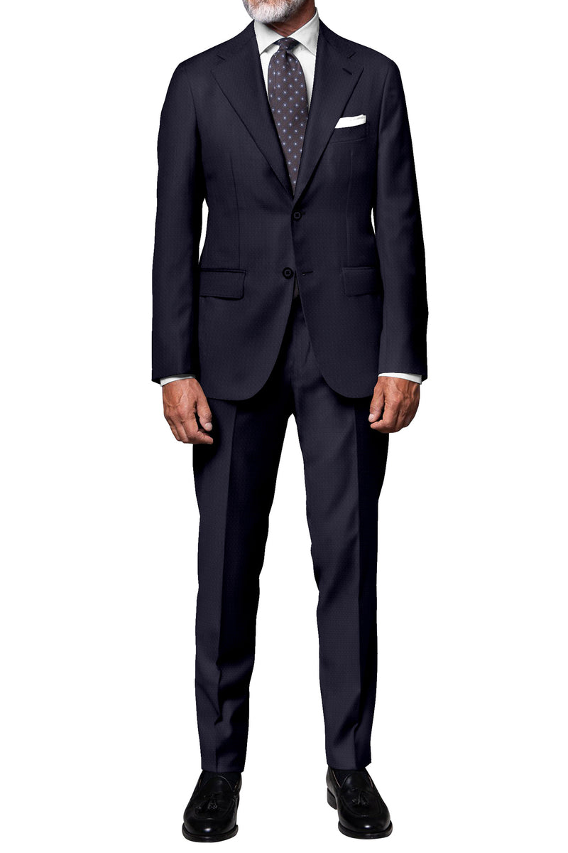 Image of a Blue Worsted Micropattern Merino Wool Blazers Fabric