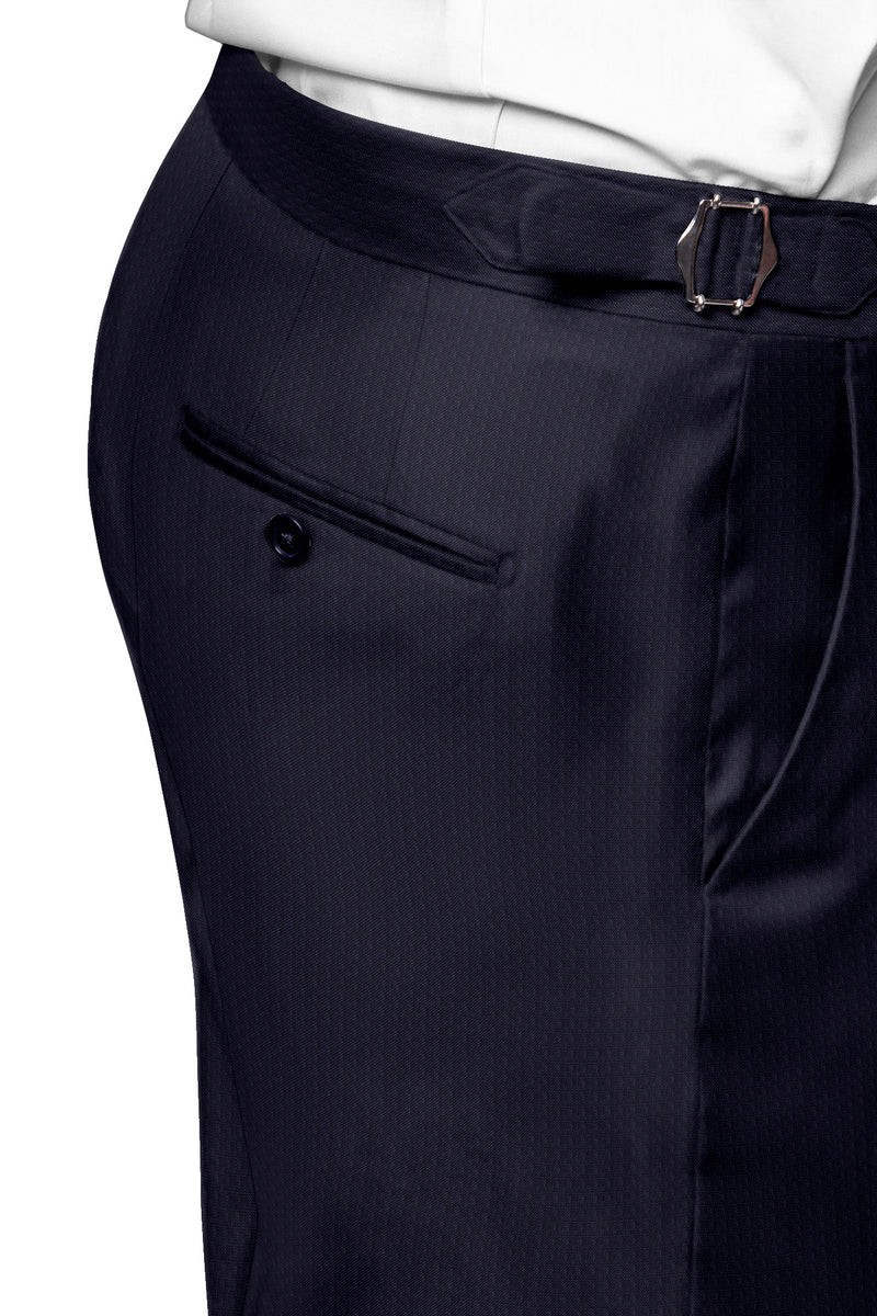 Image of a Blue Worsted Micropattern Merino Wool Pants Fabric