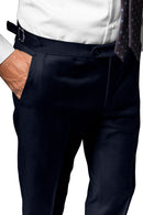 Image of a Blue Worsted Sharkskin Merino Wool Pants Fabric