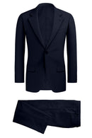 Image of a Blue Worsted Sharkskin Merino Wool Suiting Fabric