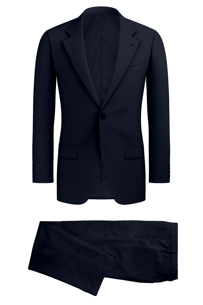 Image of a Blue Worsted Sharkskin Merino Wool Suiting Fabric