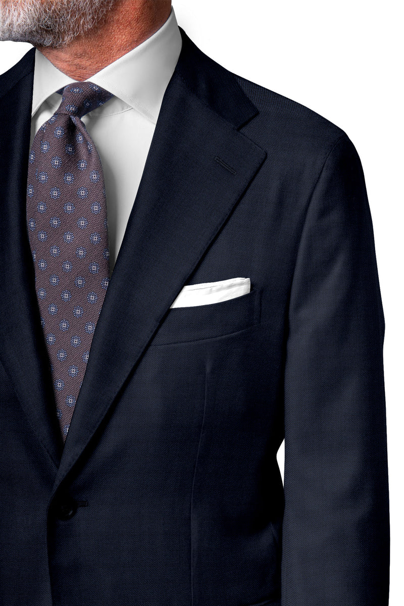 Image of a Blue Worsted Sharkskin Merino Wool Suiting Fabric