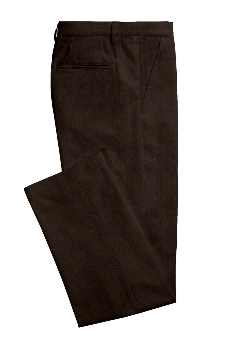 Image of a Brown Worsted Micropattern Merino Wool Pants Fabric
