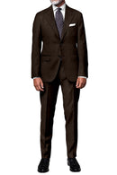 Image of a Brown Worsted Micropattern Merino Wool Pants Fabric