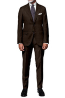 Image of a Brown Worsted Micropattern Merino Wool Suiting Fabric