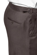 Image of a Brown Worsted Twill Merino Wool Pants Fabric