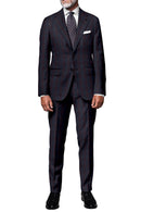 Image of a Burgundy & Blue Worsted Checks Merino Wool Pants Fabric