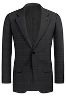 Image of a Charcoal & Black Worsted Checks Merino Wool Blazers Fabric