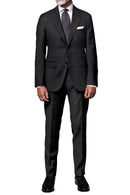 Image of a Charcoal & Black Worsted Checks Merino Wool Blazers Fabric