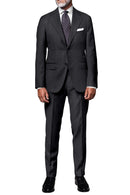Image of a Charcoal & Black Worsted Checks Merino Wool Pants Fabric