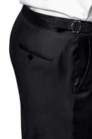 Image of a Charcoal & Black Worsted Checks Merino Wool Pants Fabric