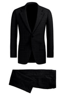 Image of a Charcoal & Black Worsted Checks Merino Wool Suiting Fabric