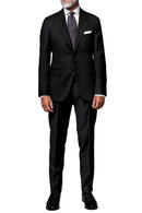 Image of a Charcoal & Black Worsted Micropattern Merino Wool Blazers Fabric