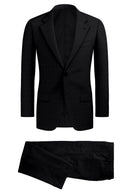 Image of a Charcoal & Black Worsted Micropattern Merino Wool Suiting Fabric