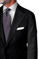Image of a Charcoal & Black Worsted Micropattern Merino Wool Suiting Fabric