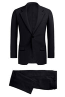 Image of a Charcoal & Black Worsted Micropattern Merino Wool Suiting Fabric