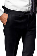 Image of a Charcoal & Blue Worsted Checks Merino Wool Pants Fabric