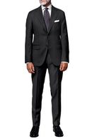 Image of a Charcoal & Grey Worsted Micropattern Merino Wool Blazers Fabric