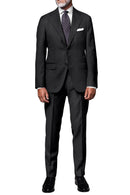 Image of a Charcoal & Grey Worsted Micropattern Merino Wool Pants Fabric