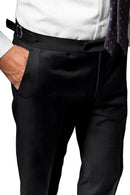 Image of a Charcoal & Grey Worsted Micropattern Merino Wool Pants Fabric
