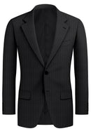 Image of a Charcoal & Grey Worsted Stripes Merino Wool Blazers Fabric