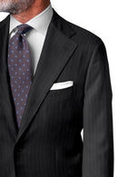 Image of a Charcoal & Grey Worsted Stripes Merino Wool Blazers Fabric