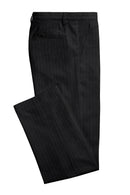 Image of a Charcoal & Grey Worsted Stripes Merino Wool Pants Fabric
