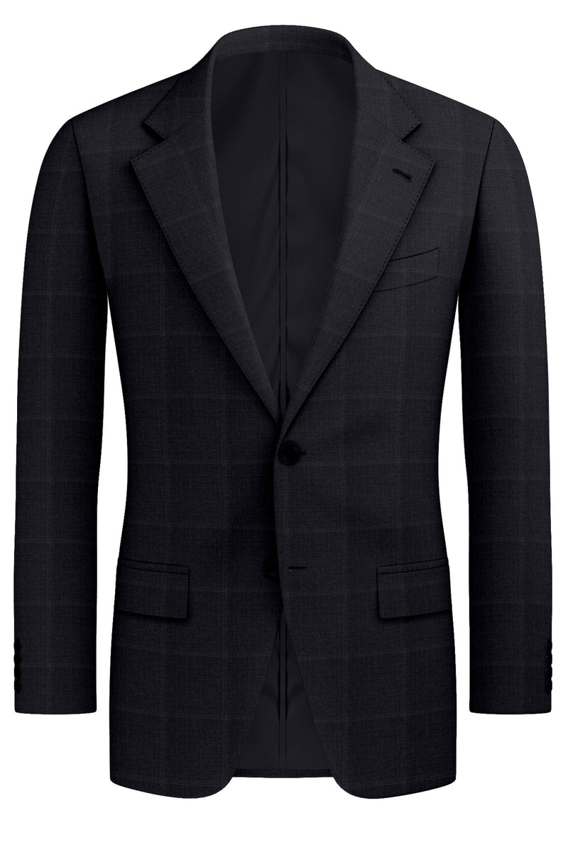 Image of a Charcoal & White Worsted Checks Merino Wool Blazers Fabric