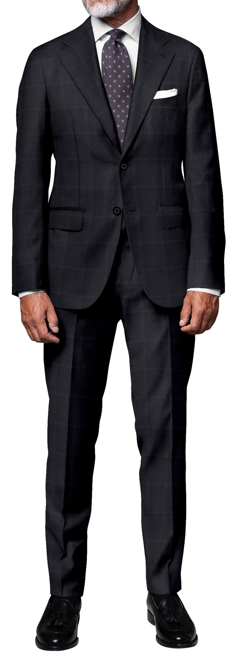 Image of a Charcoal & White Worsted Checks Merino Wool Suiting Fabric