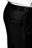 Image of a Charcoal & White Worsted Micropattern Merino Wool Pants Fabric