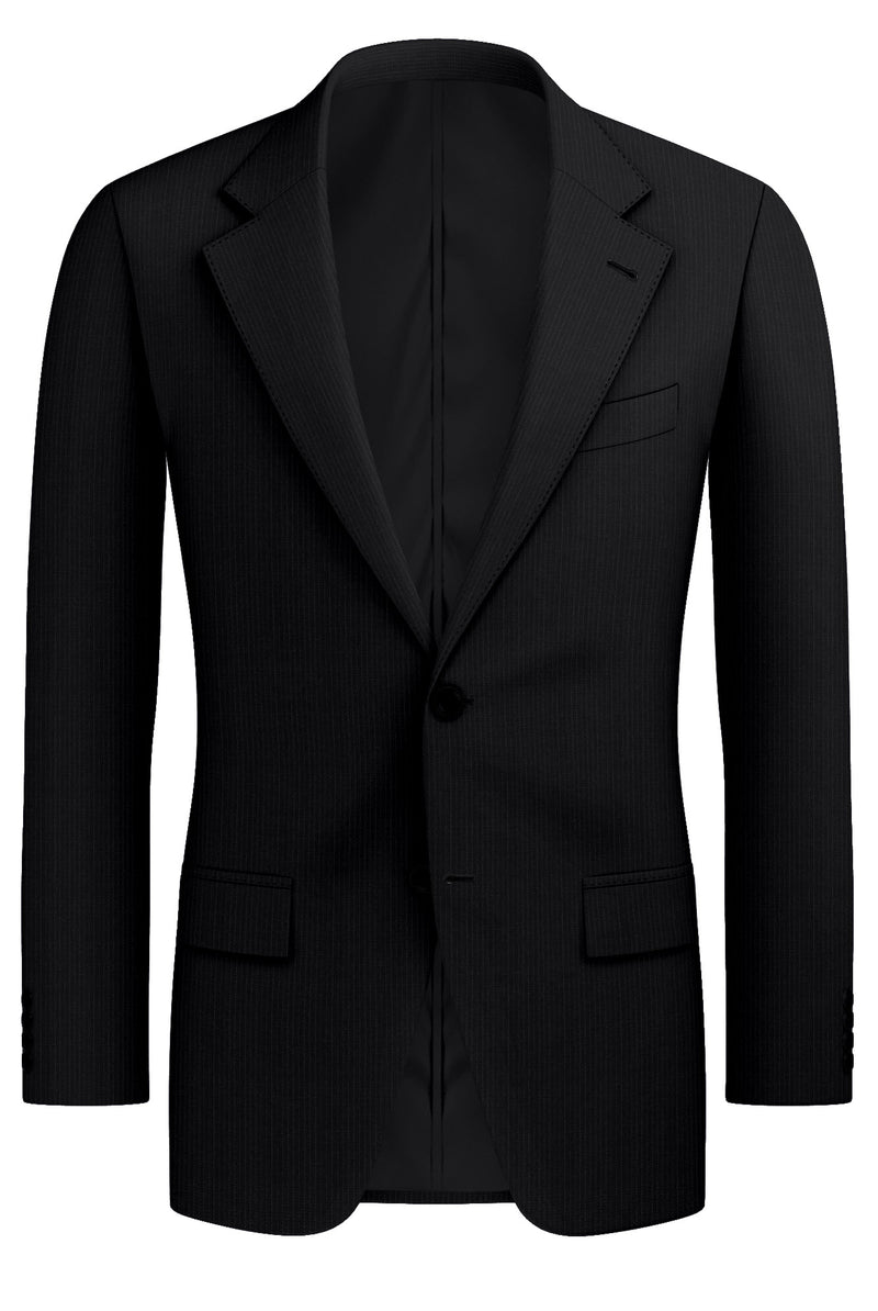 Image of a Charcoal & White Worsted Stripes Merino Wool Blazers Fabric