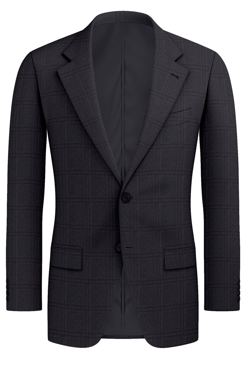 Image of a Charcoal Worsted Checks Merino Wool Blazers Fabric
