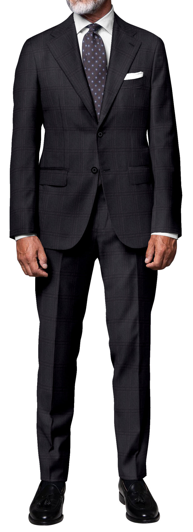 Image of a Charcoal Worsted Checks Merino Wool Blazers Fabric