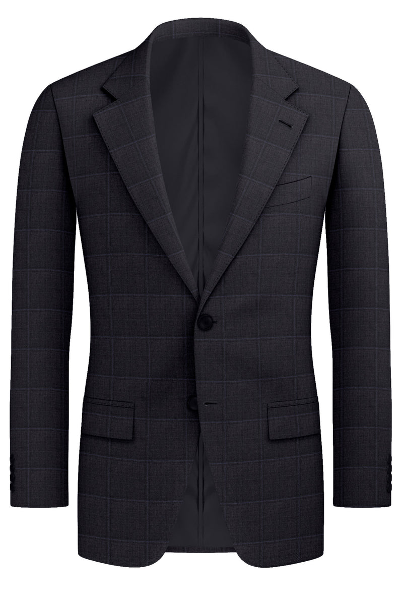 Image of a Charcoal Worsted Checks Merino Wool Blazers Fabric