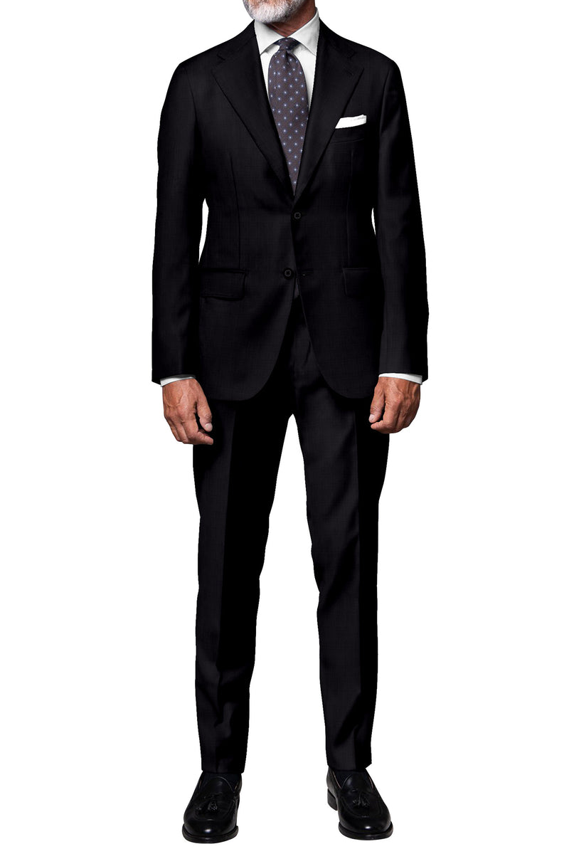 Image of a Charcoal Worsted Checks Merino Wool Suiting Fabric