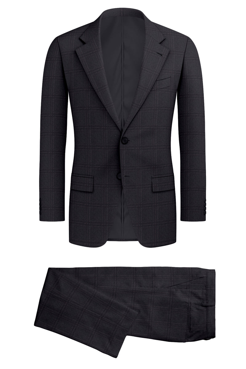 Image of a Charcoal Worsted Checks Merino Wool Suiting Fabric
