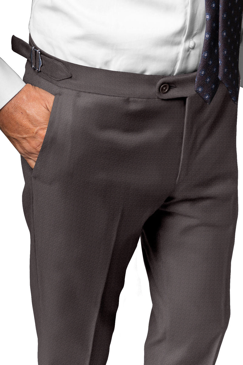 Image of a Charcoal Worsted Micropattern Merino Wool Pants Fabric