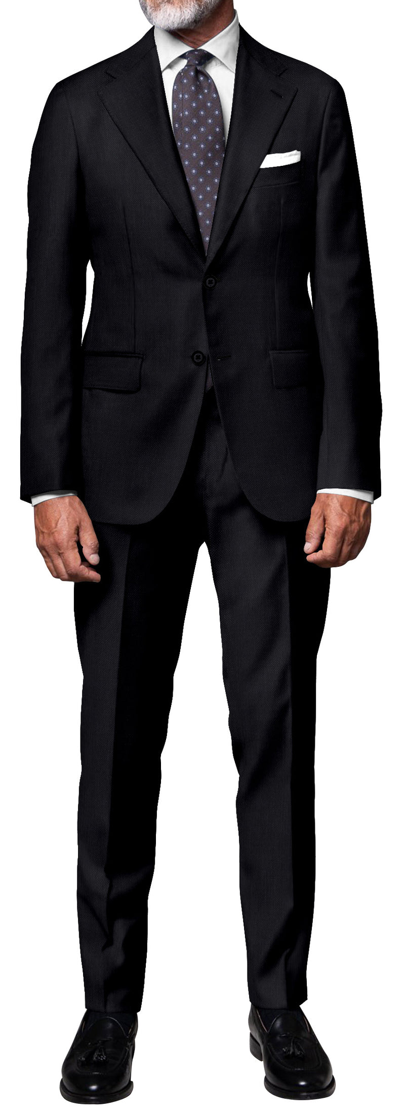 Image of a Charcoal Worsted Micropattern Merino Wool Suiting Fabric