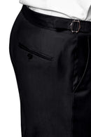 Image of a Charcoal Worsted Twill Merino Wool Pants Fabric